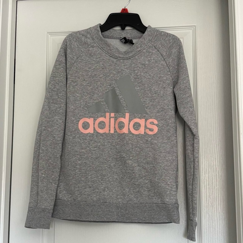 Adidas Heather Gray Sweatshirt with White Logo